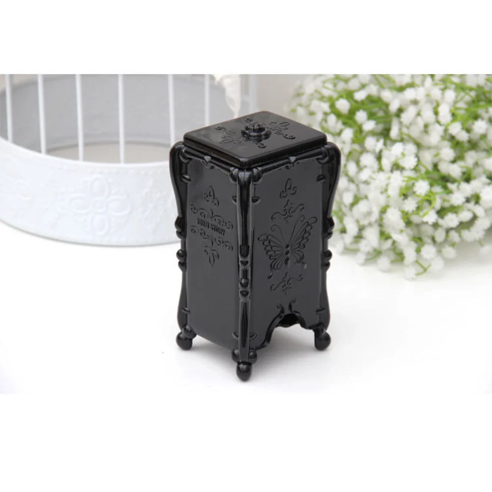 

Vintage Embossed Acrylic Makeup Cotton Storage Box Clear Organizer for Pads Swabs Holder Case Table Decoration