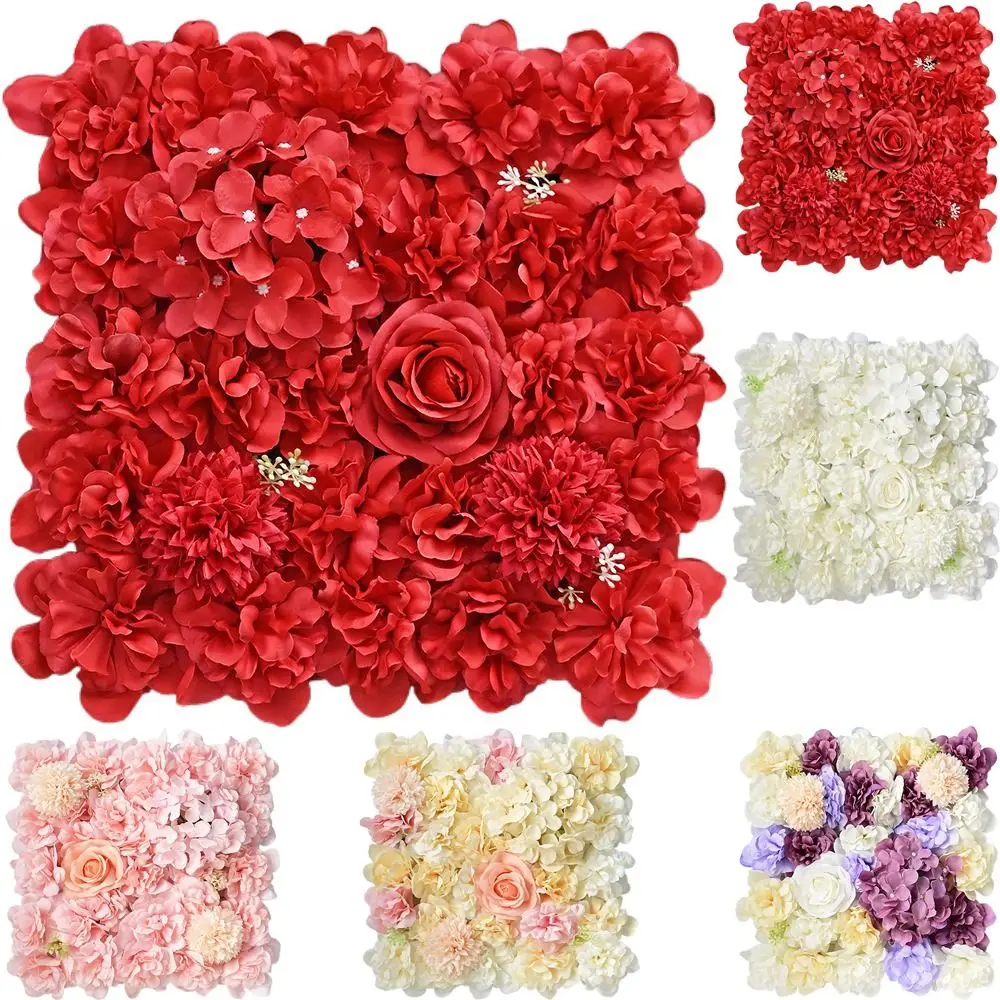 

Handmade Artificial Flower Wall Panels Realistic Rose Theme Rose Wedding Background Easy To Install Durable