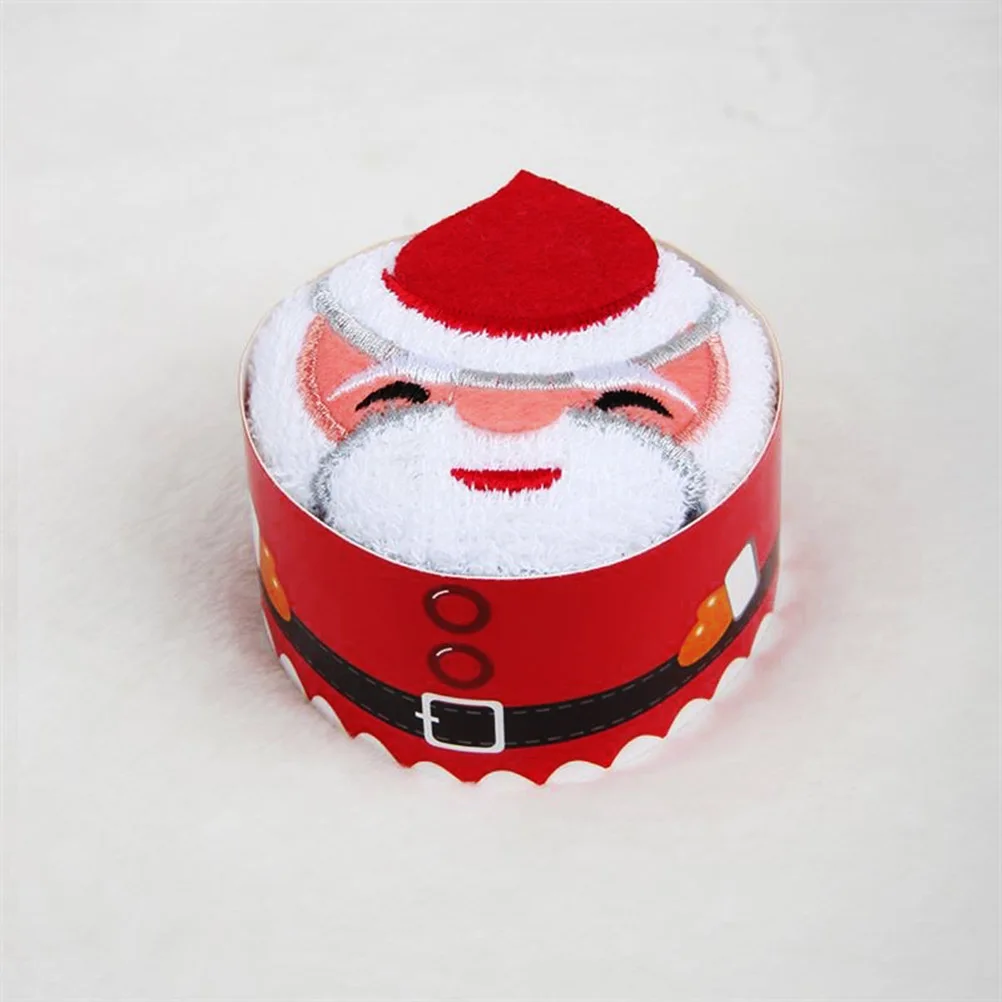 

2Pcs Christmas Cotton Towels Santa Claus Cake Style Hand Towels Soft Washcloth Xmas Gift Holiday Decoration Cake Towel