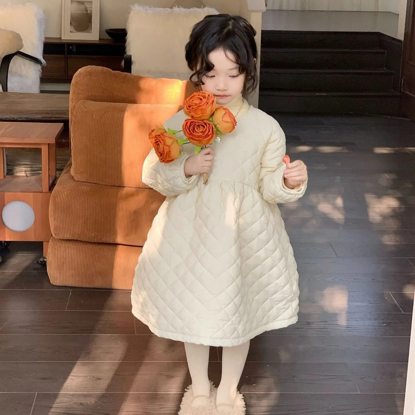 

Girls Suit 2024 Winter New Childrens Wear Korean Style Baby Girls Base Shirt Cotton Thickened Dress Two-piece Set Casual