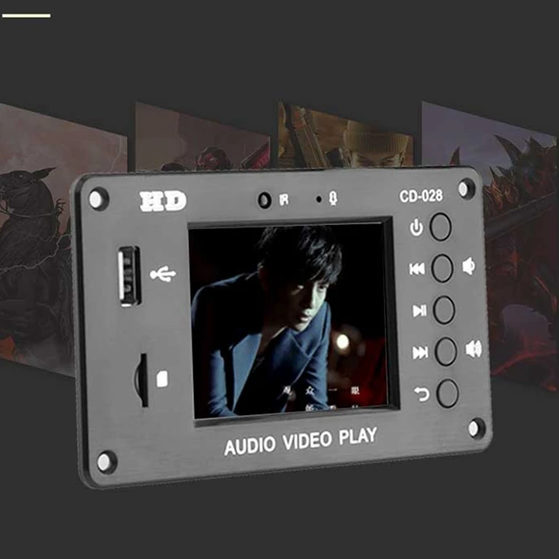 Portable HD Car Lossless Full Format Mp5 Bluetooth 5.0 Calendar Clock Alarm Clock 2.8-Inch TFT Screen FM Audio Module