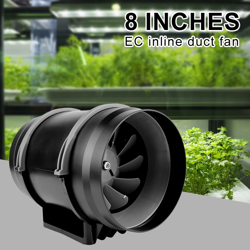 LTD-XL200 8 Inchs EC 110-240V Inline Duct Fan Intelligent Control Exhaust Fan High Speed Air Vent Ventilator for Grow Tent