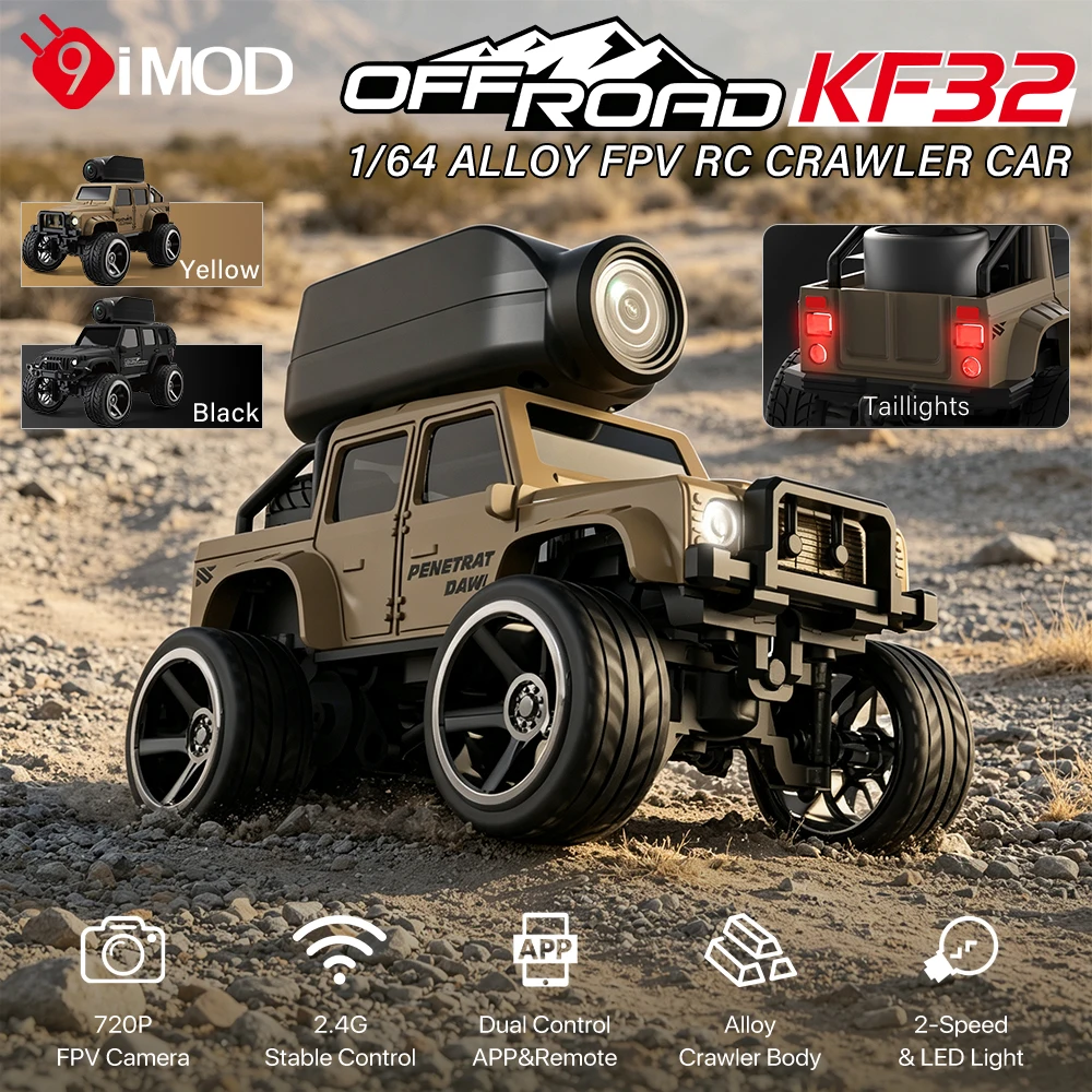 9IMOD KF32 1:64 Alloy Video RC Car Remote Control Crawler with 720P Camera 150mAh Battery 2.4G Remote Control for Adults Kids