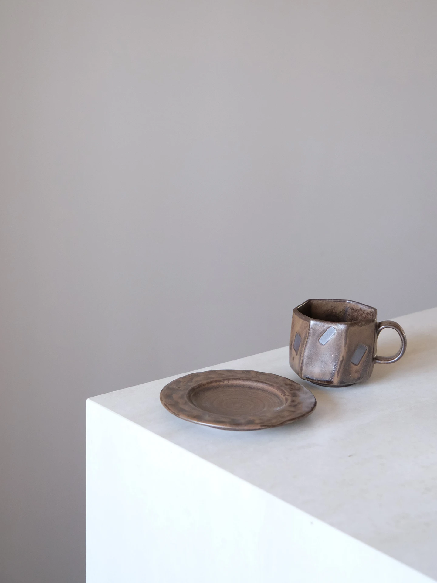  Moka Handmade Ceramic Coffee Cup Retro Wabi-Sabi Small Size for Latte And Coffee Places Geometric Pattern