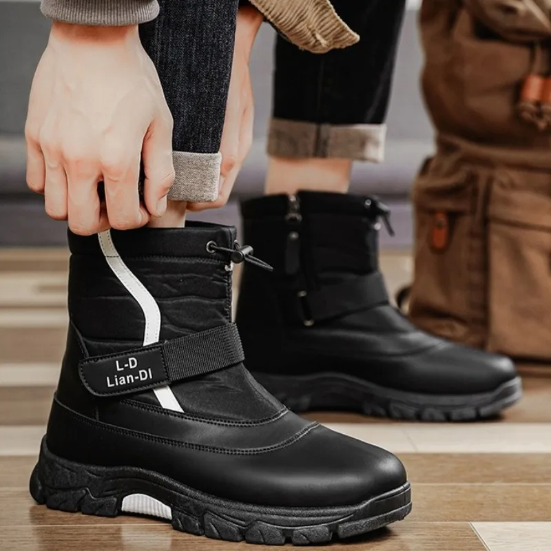 

Men Warm Winter Snow Boots Fleece Lining Zipper Ankle Boots Anti-Slip Thick Sole Comfortable Walking Shoes Zapatos De Hombre
