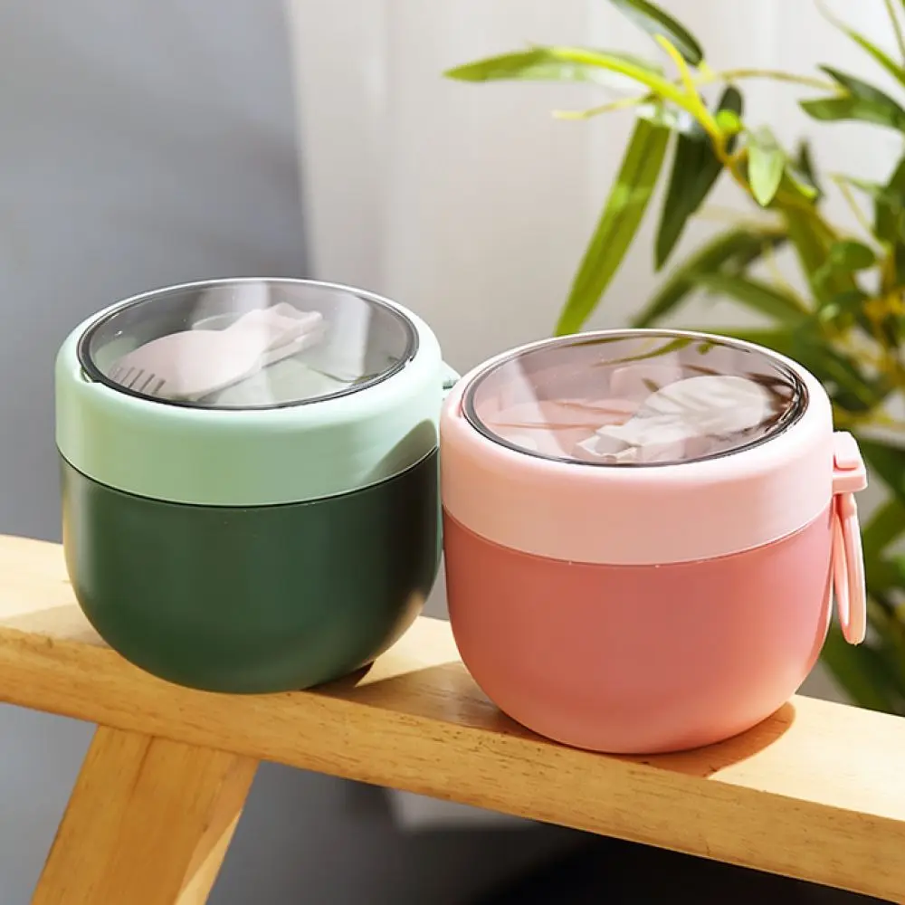 For For Sesllock Stainless Steel Oatmeal Cup Portable Breakfast Porridge Container Ins Style Leakproof Soup Jar With Spoon