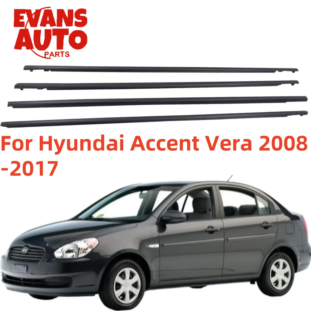 

4Pcs Car Window Weatherstrip Black For Hyundai Accent Vera 2008-2017 82210-0U000 82220-0U000 83210-0U000 83220-0U000