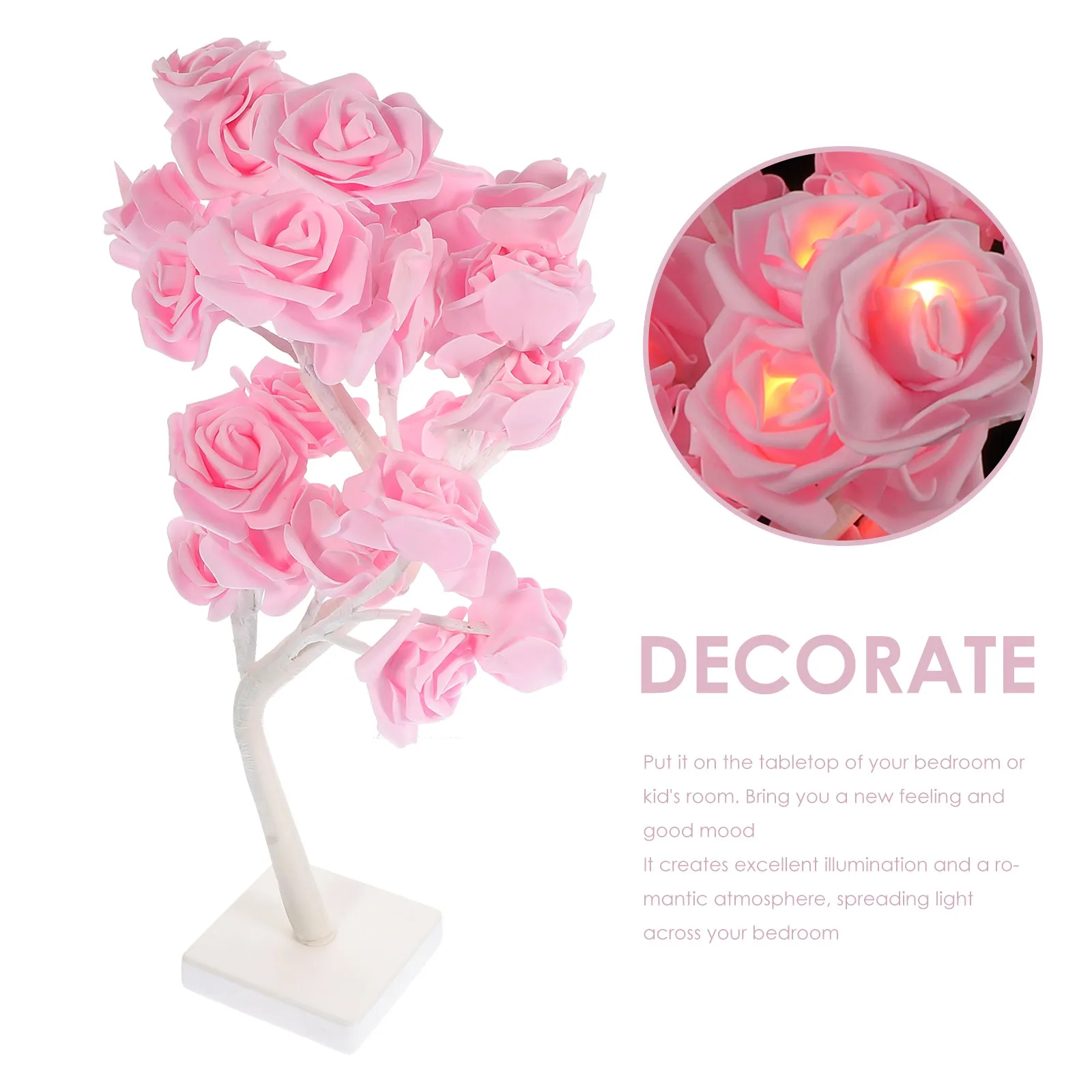 1Pcs Charging Rose Night Lamp Tree Shaped Creative Romantic Desktop Decor Lamp for Bedroom Room Atmosphere Light Night
