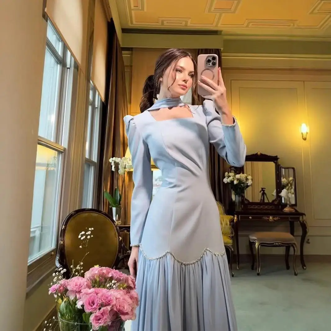ربيع 2025 اليدوية الماس Embellied طويل Sve Ladylike سليم صالح الدكتور Ele تصميم ملابس غير رسمية منتصف الخصر Sle