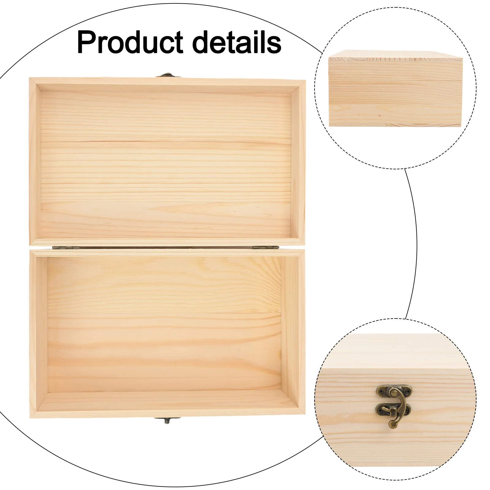 Wooden Jewelry Storage Box with Lock and Hinged Lid Pine Wood Desktop Organizer for Necklaces Bracelets Earrings and Small Items