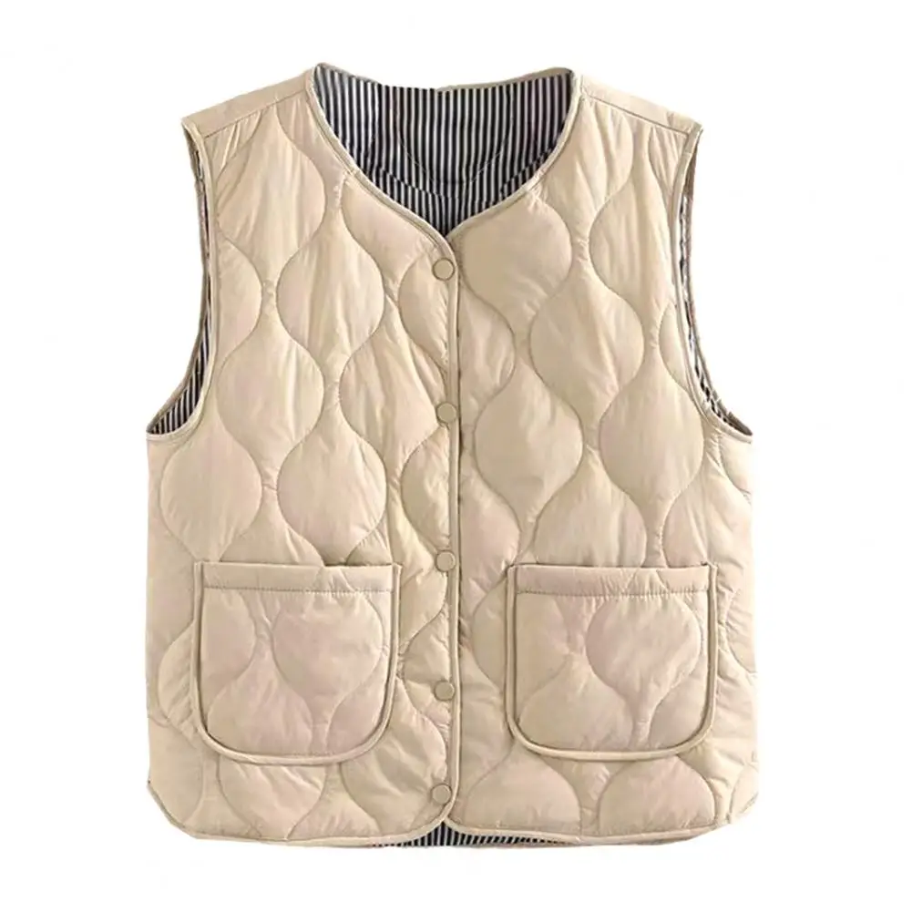2025 Women Lightweight Fall Vest Women Single-breasted Vest Women's Winter Layering Vest Coat with Storage Bag Thin Padded V for