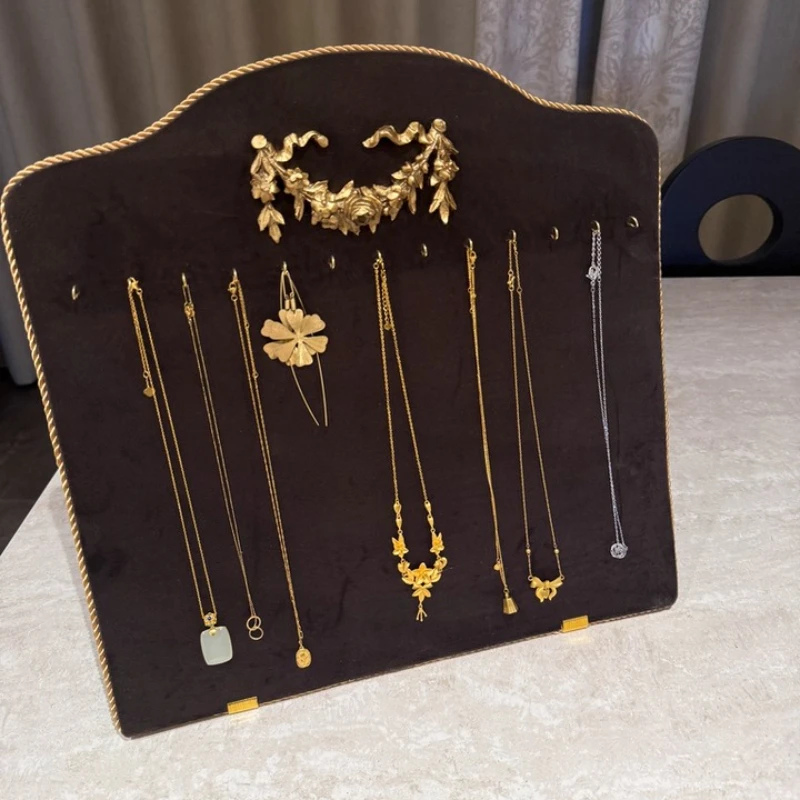 French Vintage Style Display Stand, Resin Jewelry Holder, Wall Mounted Velvet Frame, Shop Window Elegant Organizer Rack