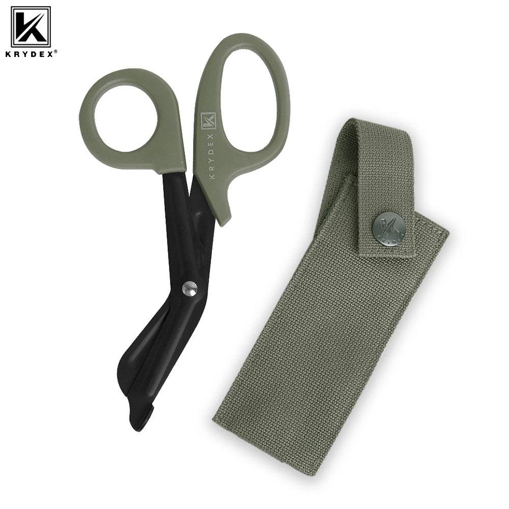 KRYDEX 2 in 1 Tactical Shears Pouch MOLLE Holder Scissor Sheath Hand Tools Pouch For Vest Chest Rig Outdoor Hunting Gear