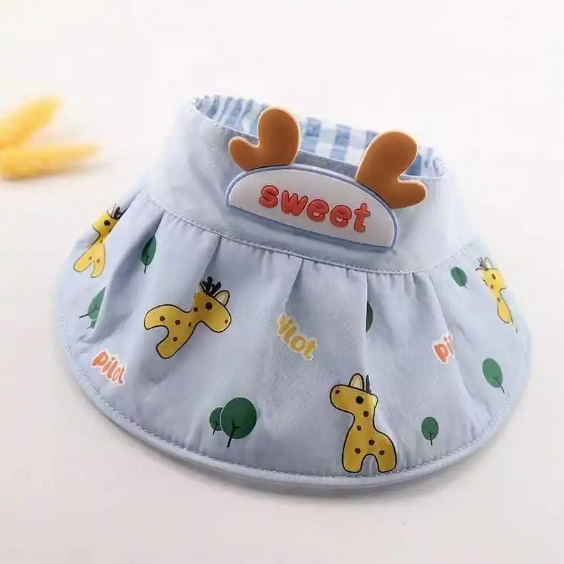 New Sun Protection Open Top Hat Cartoon Summer Children's Large Brim Hat Kids UV Protection Unisex Baby Boy Gril Giraffe Sun Hat