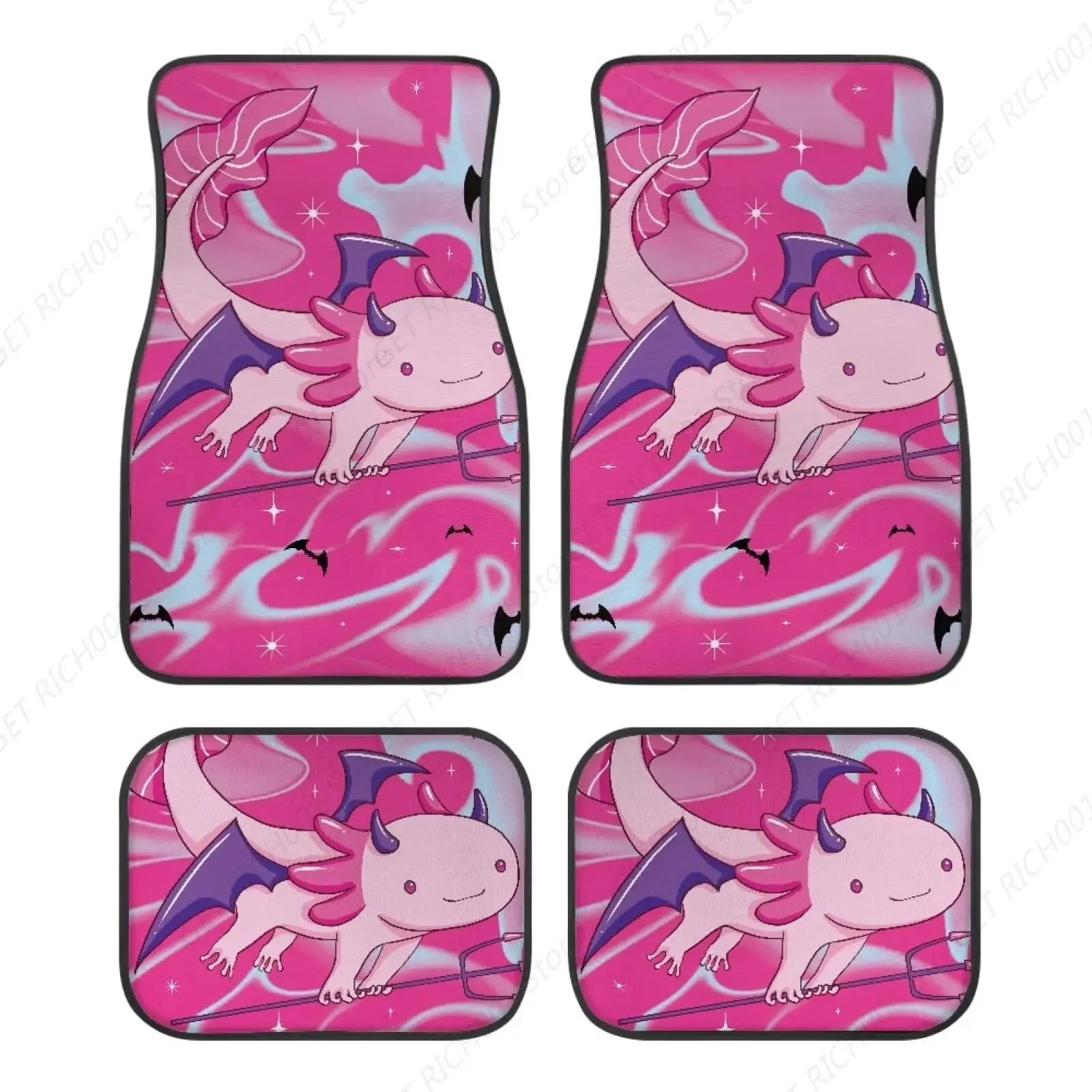 

Axolotl Bat Ярко-розовые автомобильные передние и задние коврики Универсальный автомобильный коврик Полный набор из 4-х предметов ковра