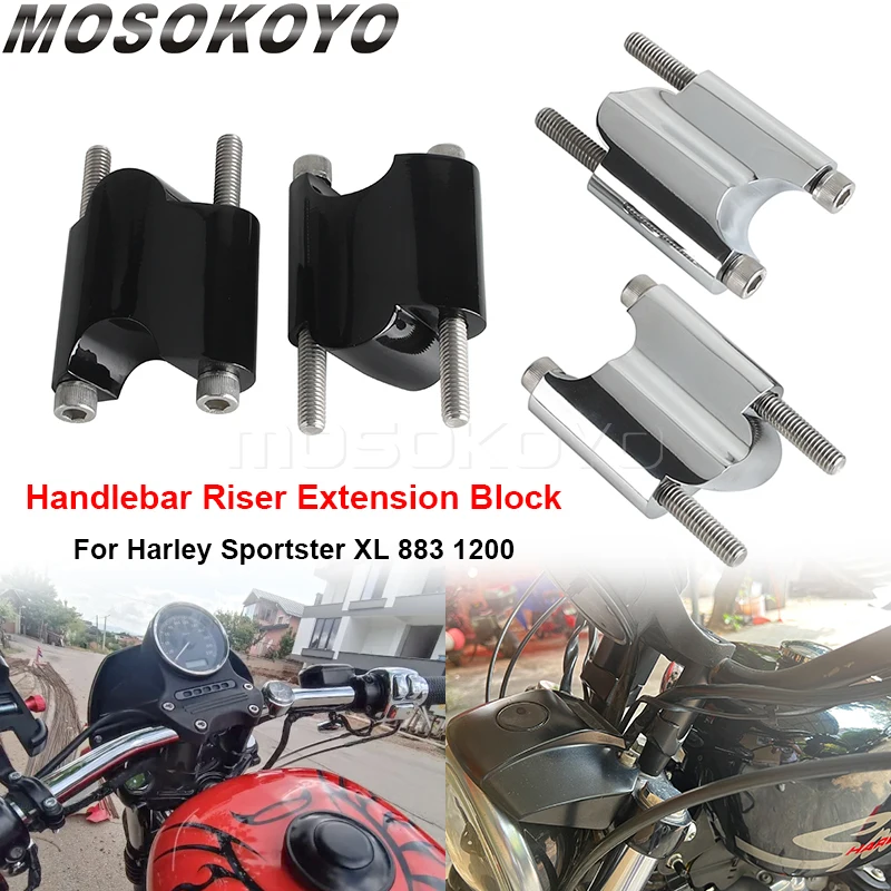 

Aluminum 25MM 1" Handlebar Riser For Harley Sportster XL 1200 XL1200 XL48 48 2010-22 Rise 50mm Handle Bar Mount Extension Block