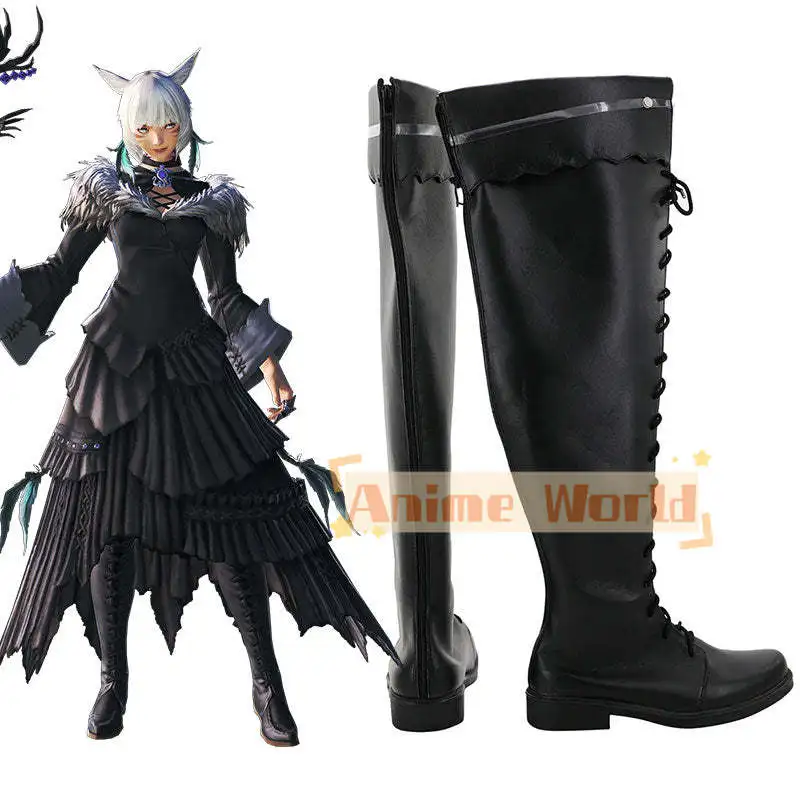 Final Fantasy XIV Y'shtola Rhul Master Matoya Shadowbringers Black Shoes Cosplay Boots Halloween Carnival Boot Custom Made