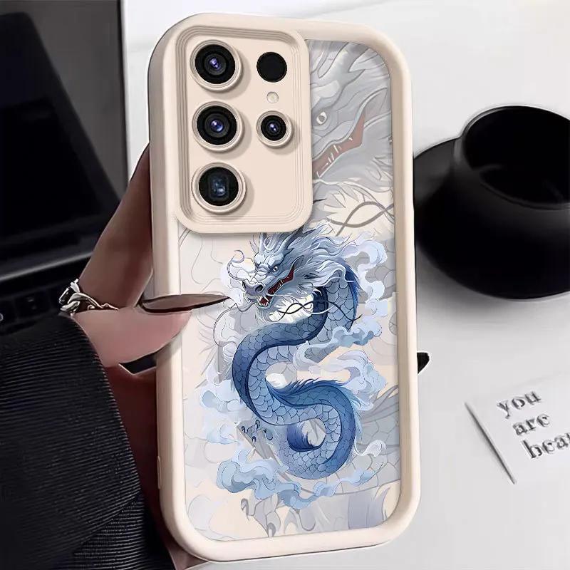 Luxury Dragon Totem Armour Silicone Case For sumsung S21 S22 S23 S24 Plus FE Ultra A54 A 53 A52 Bumper Soft Protectiou cover