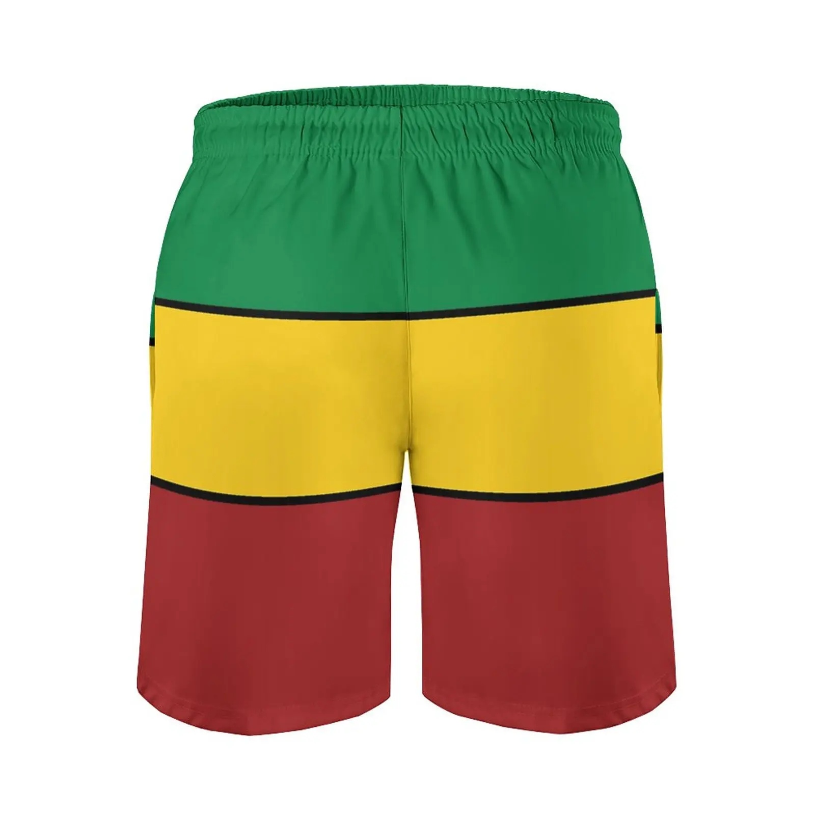 Anime Men's Beach Shorts Rasta Stripes Loose Stretch Causal Anime Hawaii Pants Basketball Adjustable Drawstring Breathable Quick