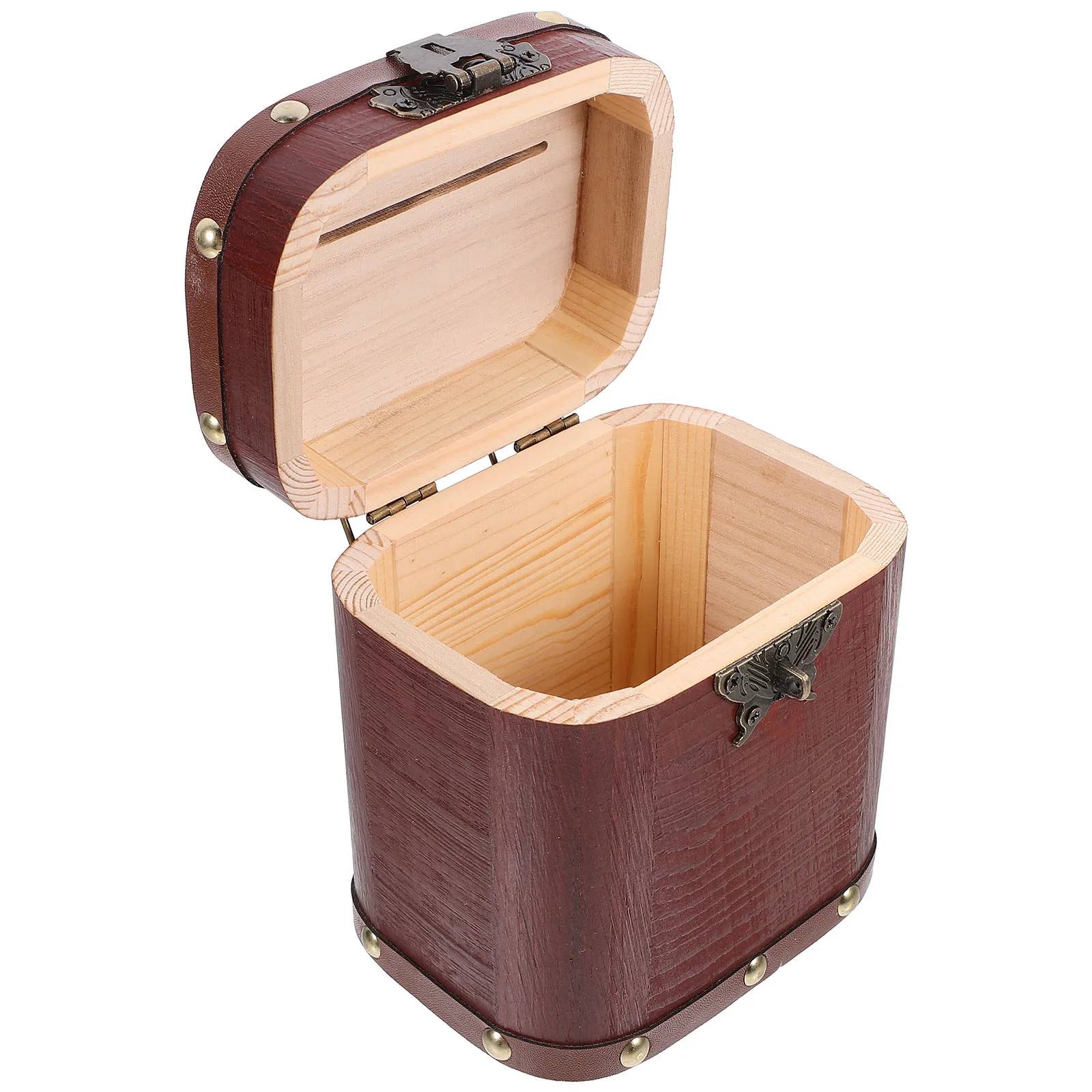 

Wooden Treasure Chest Money Box for Kids Lockable Coin Bank Vintage Design Secure Savings Keepsake Container