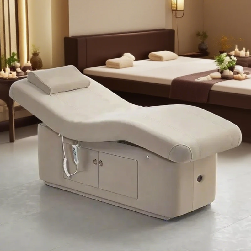 Latex-Therapie-Behandlungscouch, elektrisch verstellbar, beheizter Massagetisch, professionelles Schönheitsbett, multifunktional, für Salon, Spa, Camil