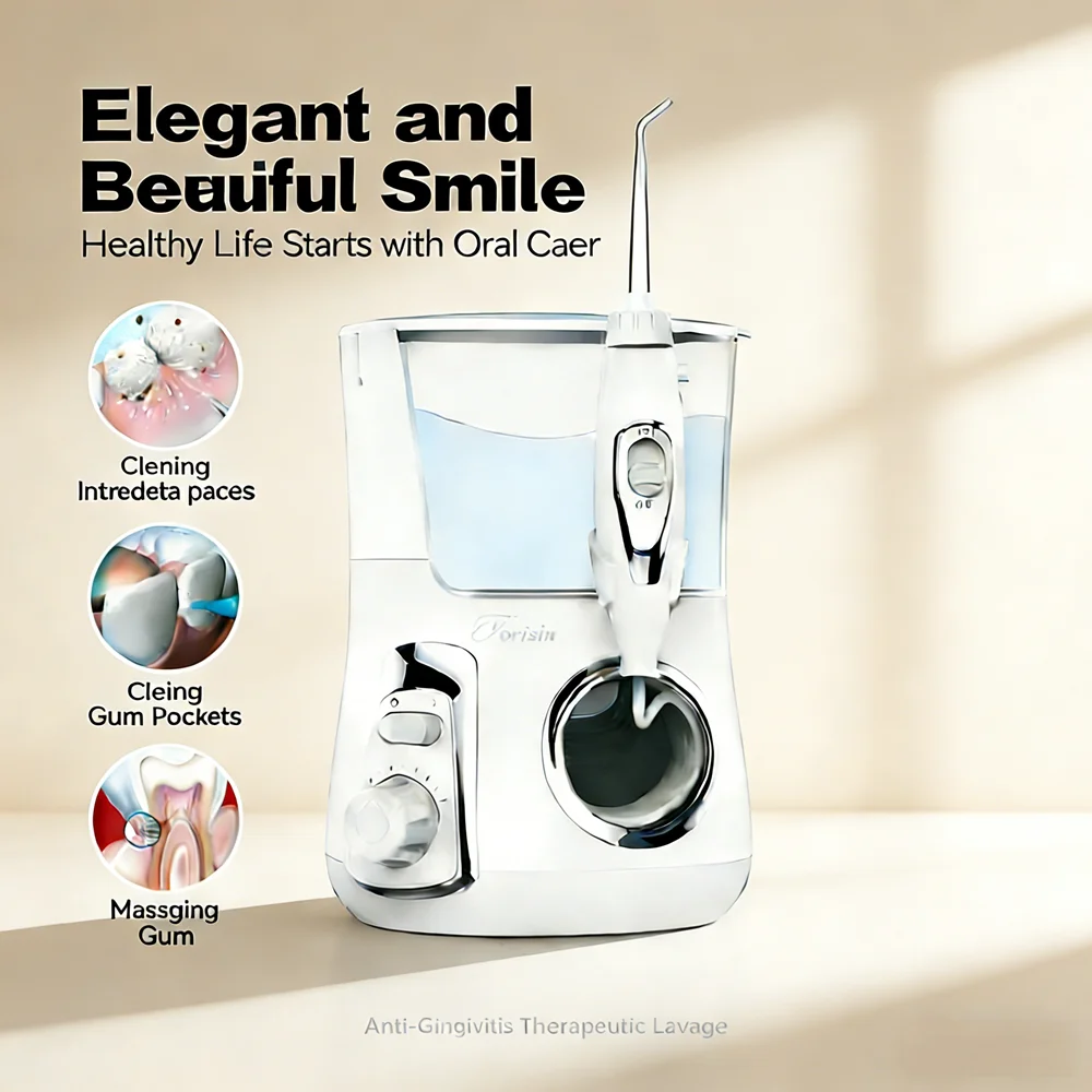 

800ML Professional Teeth Cleaning Irrigator, 10 Modes 5 Replaceable Jet Tips, Electric Flosser for Fresh Breath & Gum Care