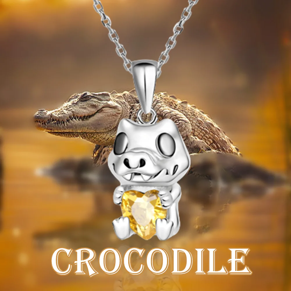 

Креативное ожерелье с подвеской в виде маленького крокодила и сердца с кристаллами для женщин, милое женское украшение, романтический подарок на день рождения