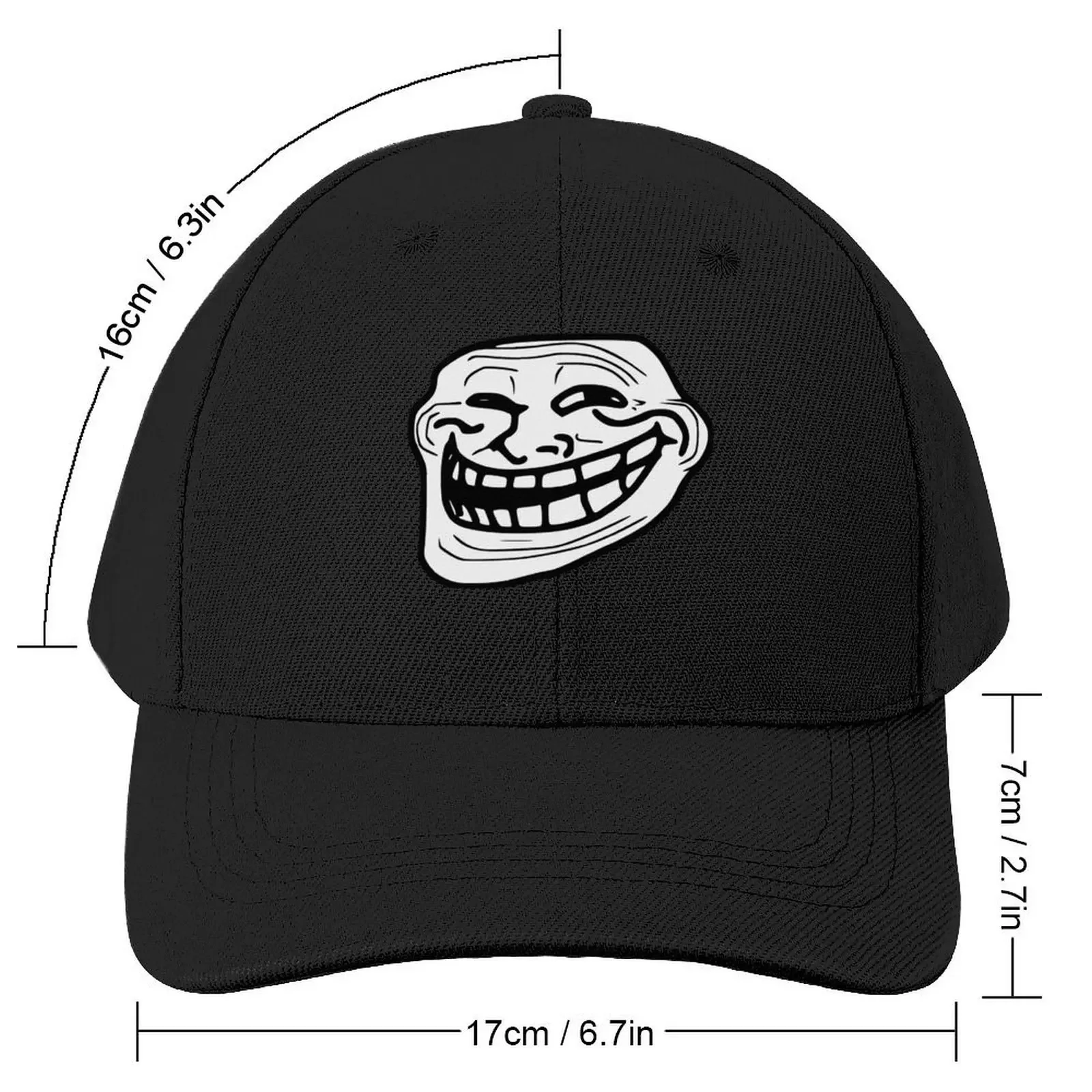 Trollface Baseball Cap black Rugby Woman Men's