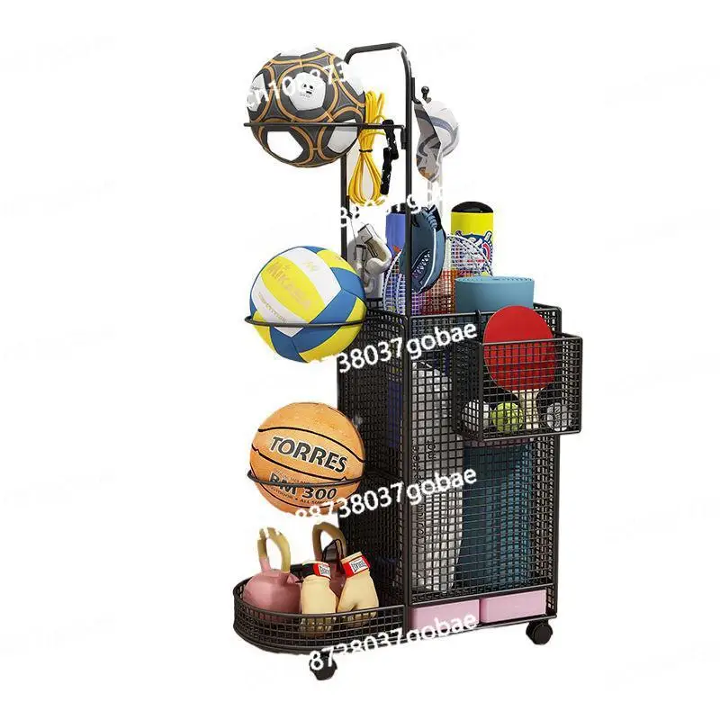 رف تخزين كرة السلة، رف كرة طائرة داخلي للقدم، سلة تخزين كرة الريشة