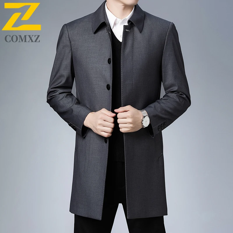 Plus Size Premium TrenchCoat Men 2025 Autumn Classic Long Business Casual Outerwear Light Luxury Lapel Breathable Jackets