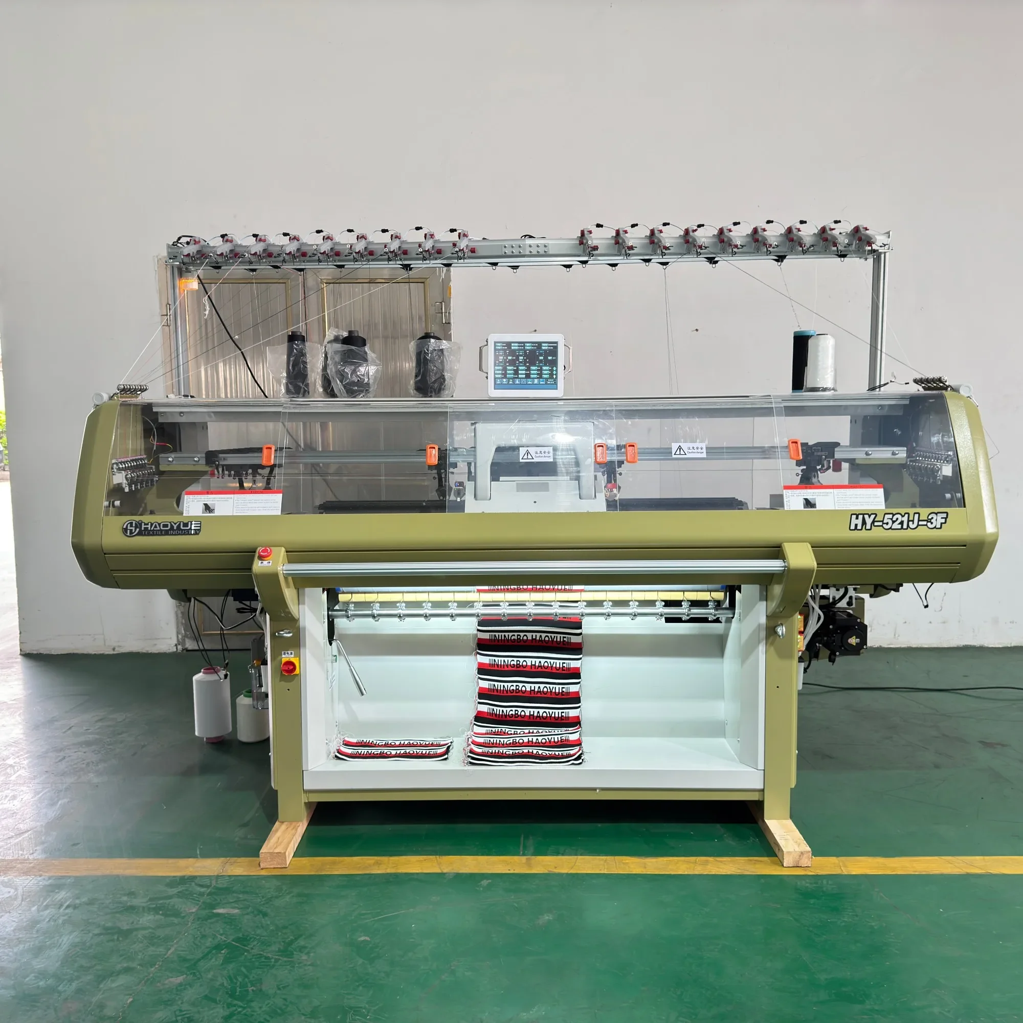 Suéteres de máquina plana computarizados de 3 sistemas de un solo cabezal con Motor esencial de trama/Motor sombrero bufanda ropa interior guantes alfombra