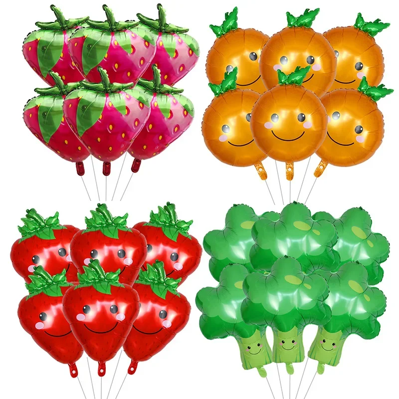 6/8 Uds. Globos de frutas, globo de helio de aluminio de aguacate y fresa, globo de Cactus naranja y sandía, decoración para fiesta temática infantil