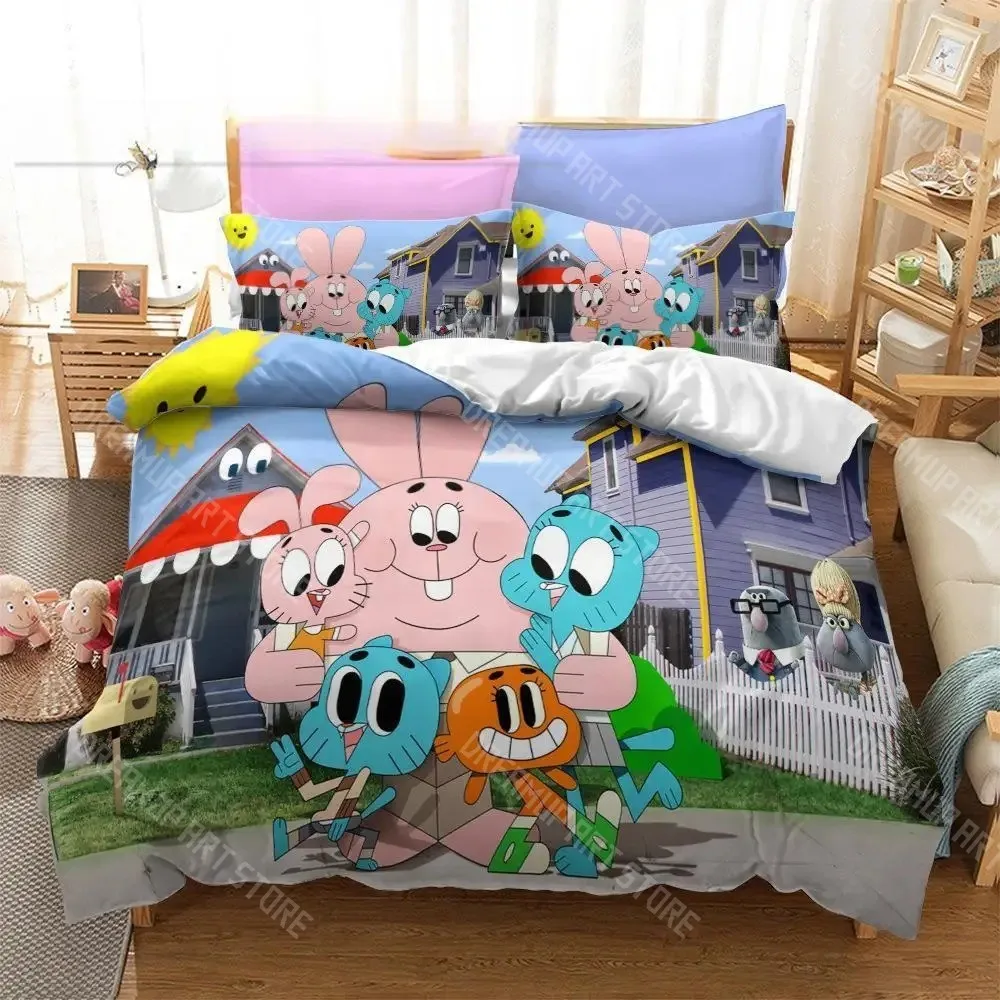 3D Printed Amazing World Gumball Bedding Set for Boys Girls Duvet Cover Pillowcase Twin Queen King Full Single Double Sizes