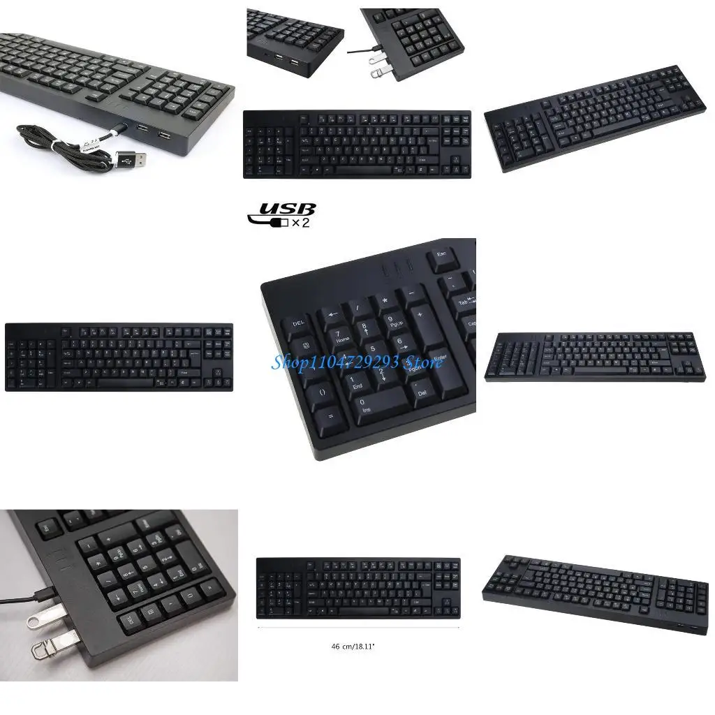 

Y2gd гладкая черная левая клавиатура со встроенной цифровой клавиатурой и USB -портами