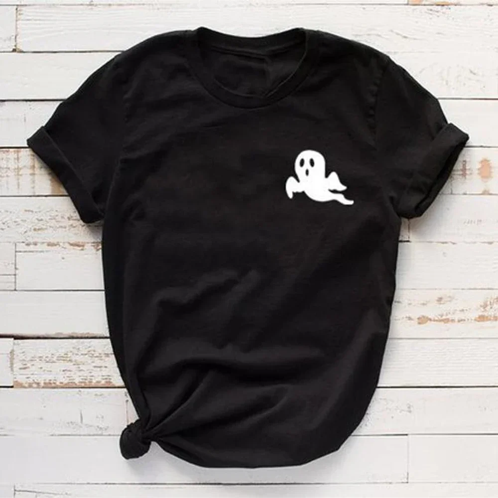 Spooky Women Punk Tops Halloween Ghost Shirt Cute Women Halloween T-shirt Kawaii Ghost Graphic Tee Trick or Treat Party Shirts