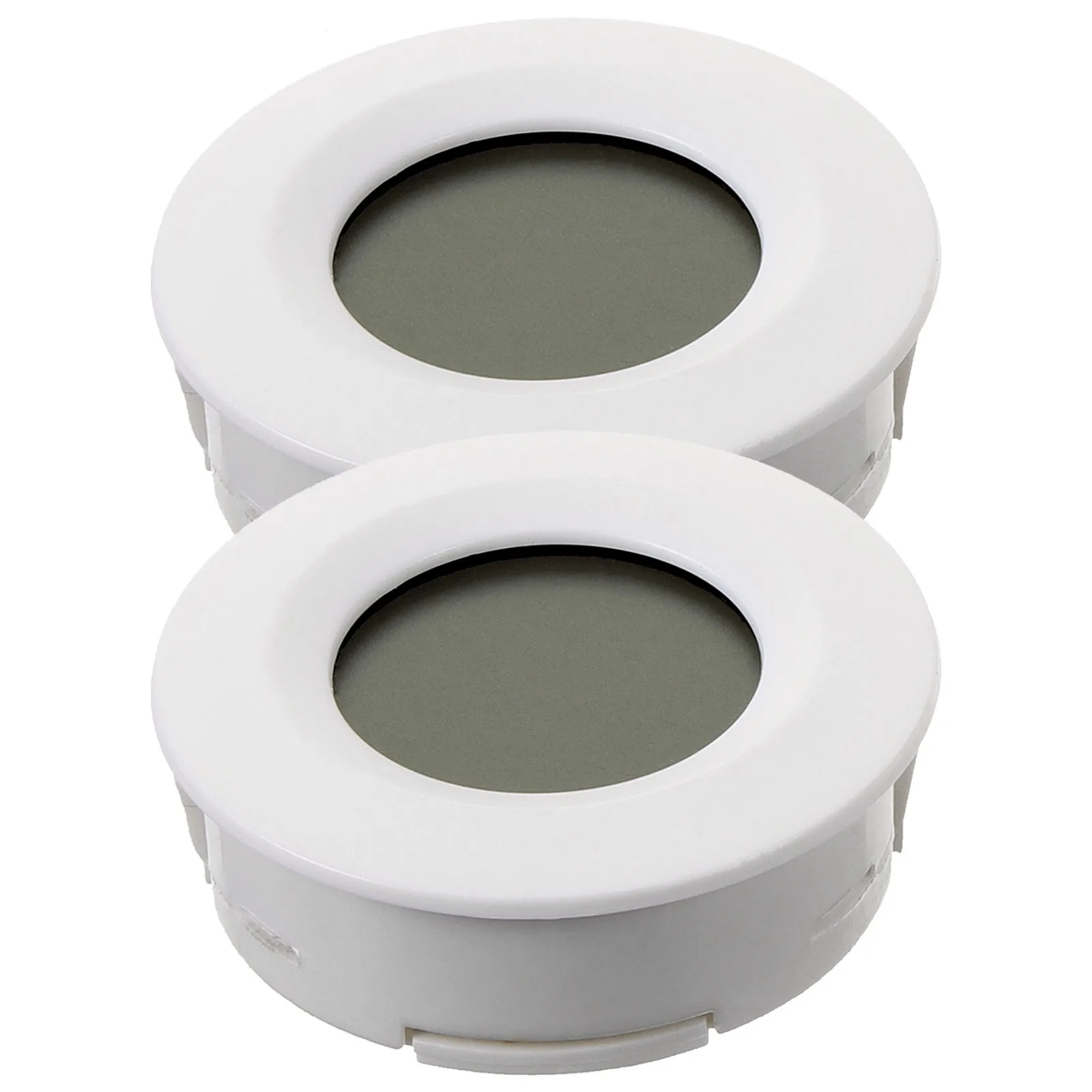 Termometro digitale rotondo da 2 pezzi Misuratore di umidità Igrometro di temperatura Supporto da parete portatile per interni per ufficio domestico