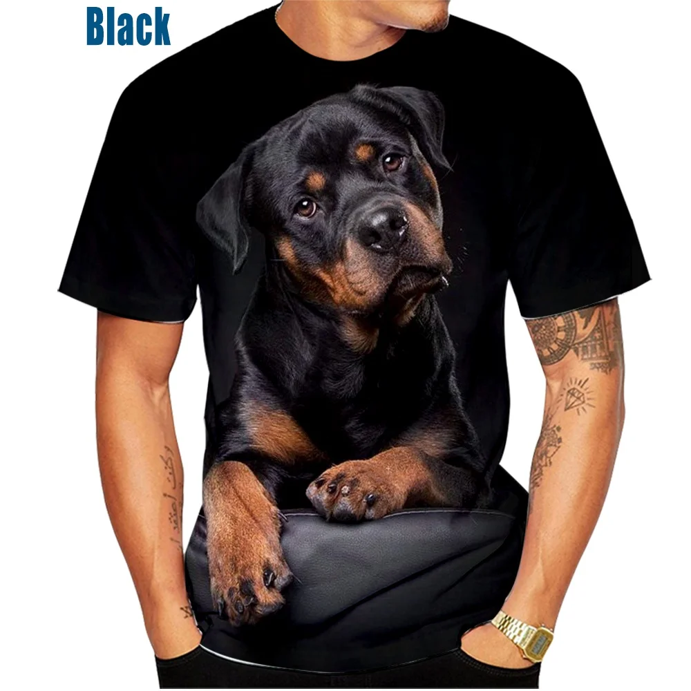 New Fashion Cute Pet Dog Rottweiler 3D Printing T-shirt Men\'s and Women\'s Summer Casual Short-sleeved Funny T-shirt XS~5XL