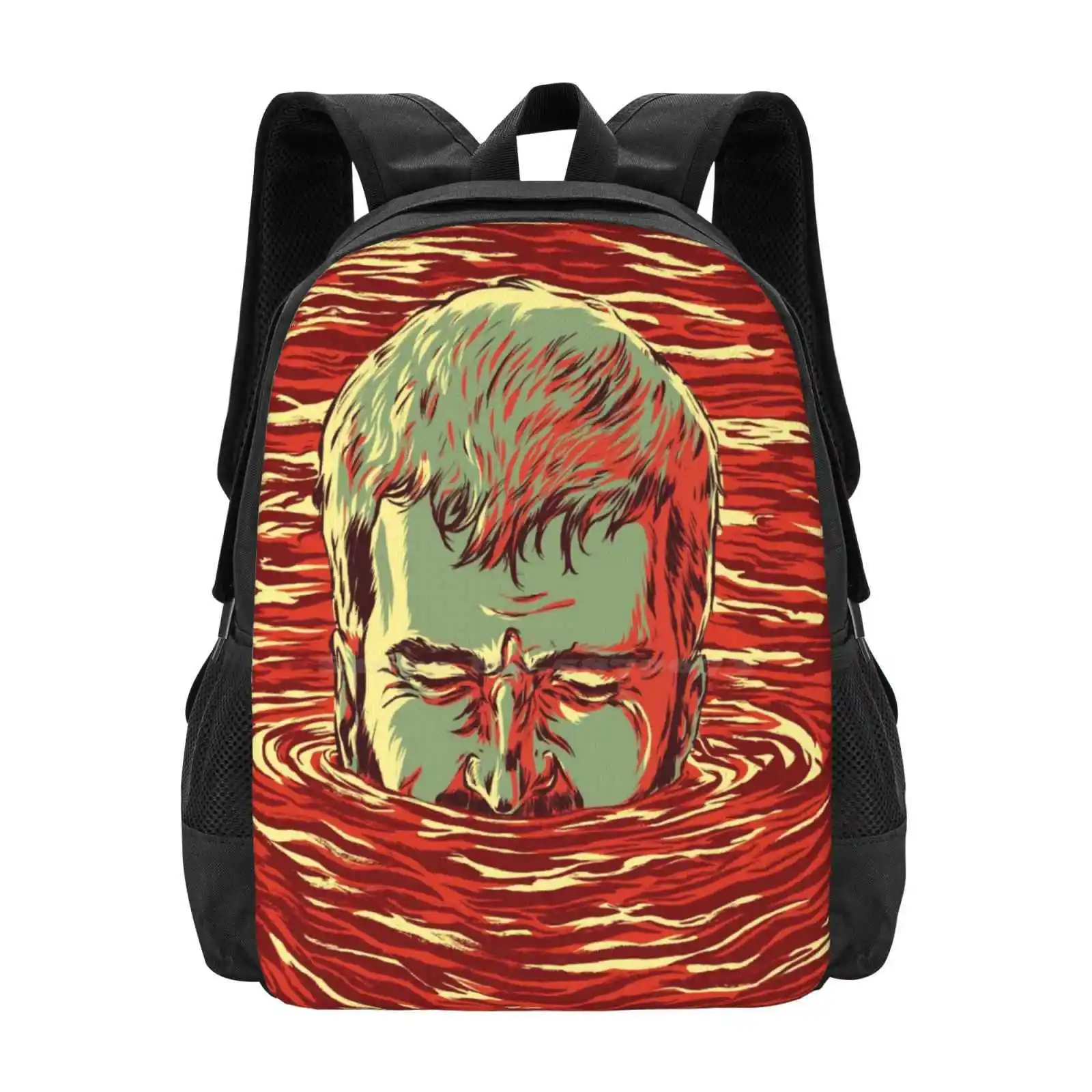 I Am Sinking Here - Man In Red Water Hot Sale Schoolbag Backpack Fashion Bags Sink Emotion Sadness Concept Water Red Powerful