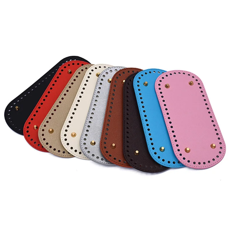 22*10cm Long Bottom for Knitted Bag PU leather Bag Base Handmade Bottom With Holes Diy Crochet Bag Bottom accessories