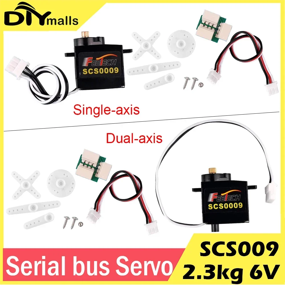 Feetech SCS009 2.3KG 6V Serial Bus Servo Single Dual Axis Metal Gearbox Digital Servo for RC Helicopter Robot Humanoid
