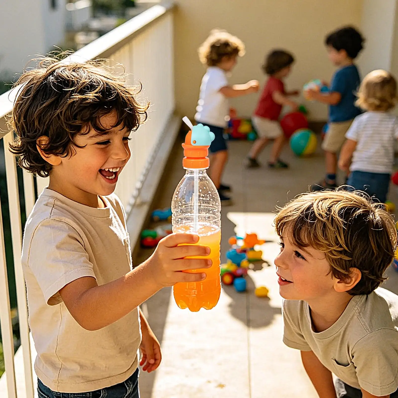 Spill-Proof Water Bottle Spout Adapter for Kids, Reusable Detachable Lid with Straw, Portable Drink Cover for Travel & School