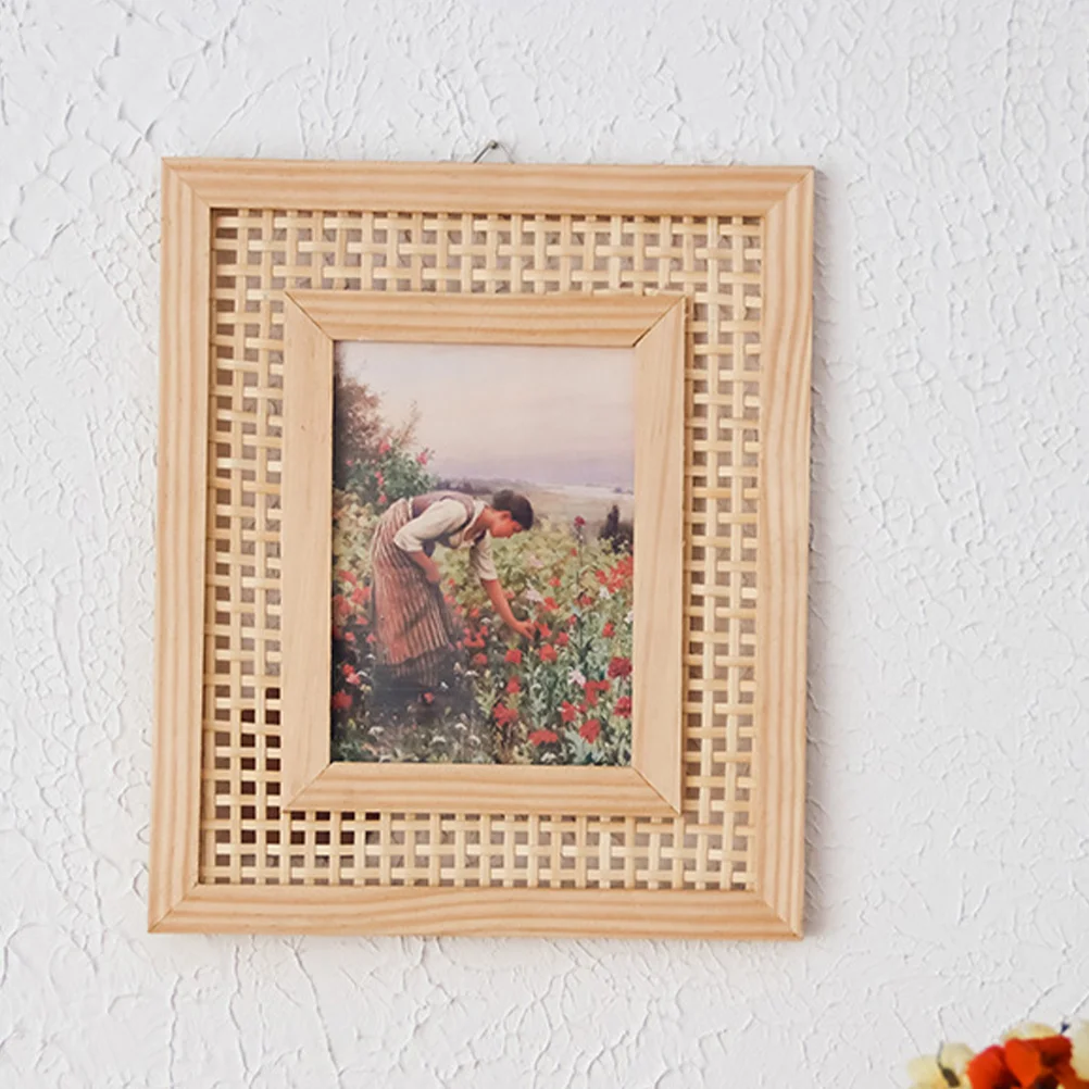 

Woven Picture Frame Memorial Decorative Frames Desk Solid Wood Hanging Craft Gold