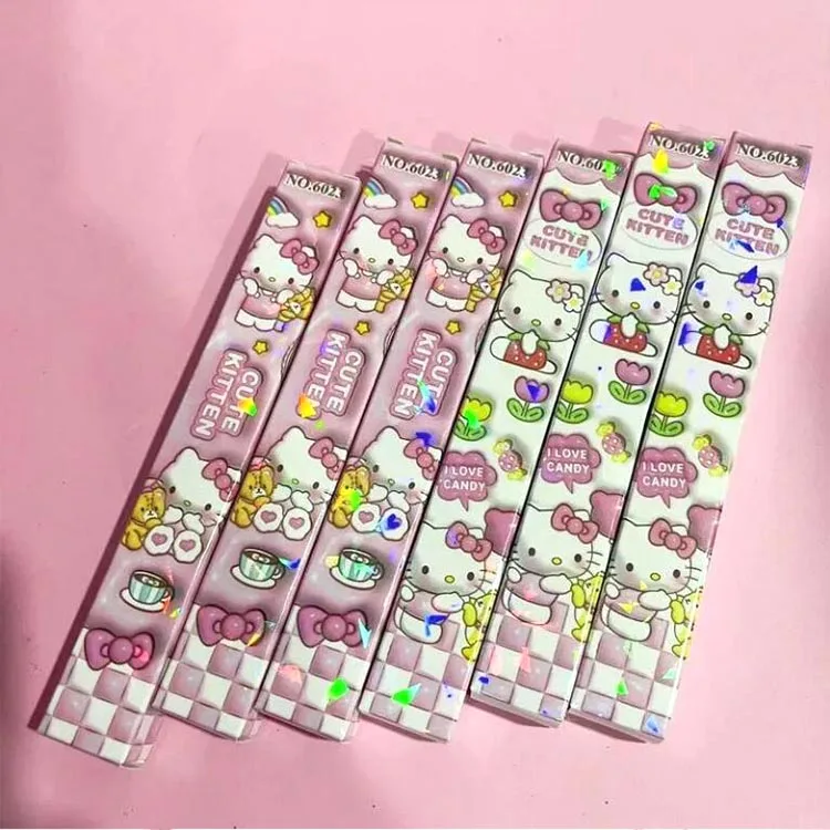 Imagem -02 - Sanrio Kitty Imprensa Gel Pen Canetas Assinatura Tinta Preta Escritório e Abastecimento Escolar Kawaii Bonito 05 Milímetros 36 Pcs por Lote