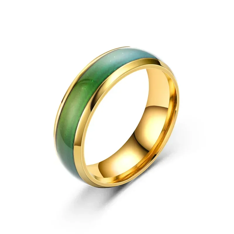 5 Colors Stainless Steel Changing Color Rings Mood Emotion Feeling Temperature Ring for Women Men Couples Ring Tone Jewelry Gift