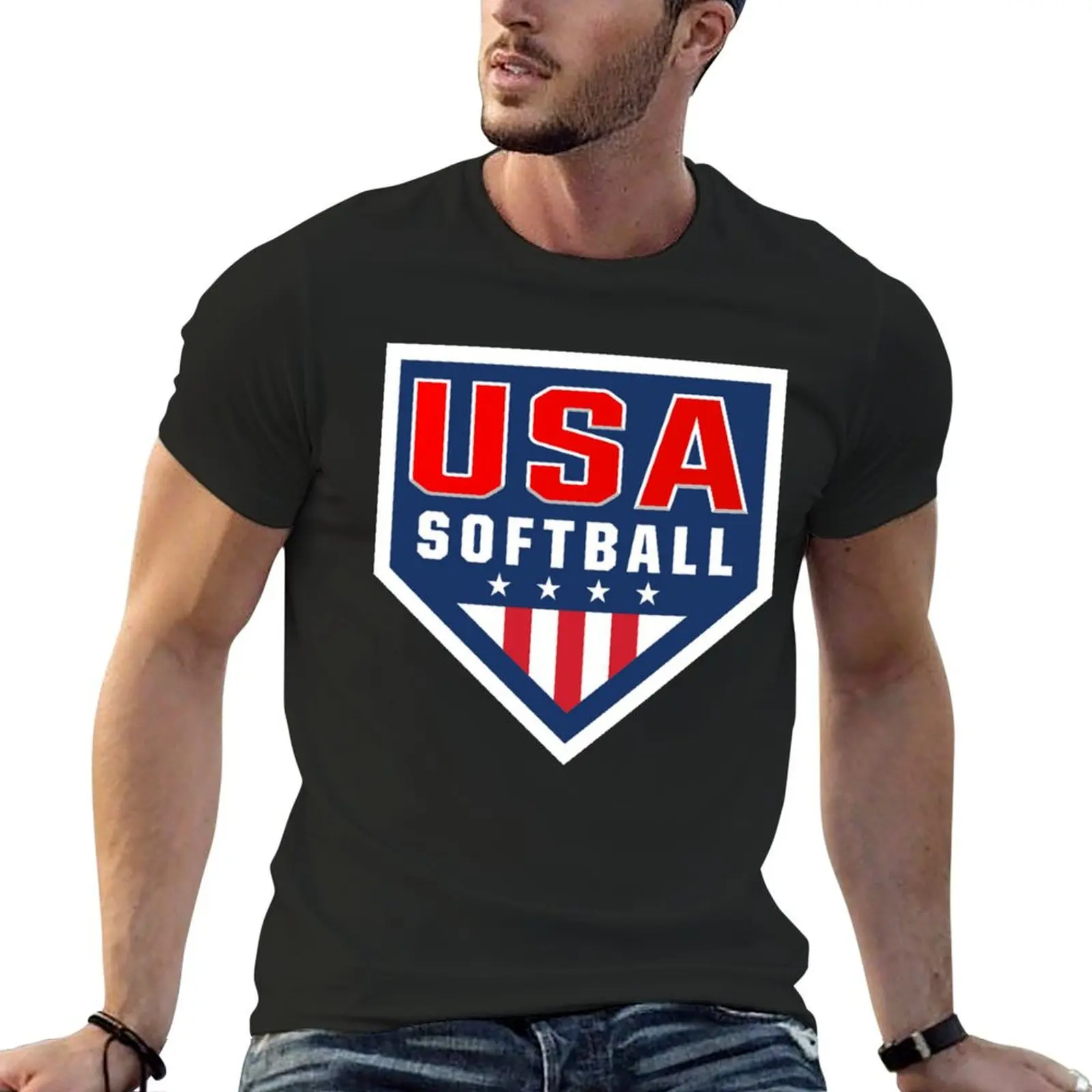 

Team USA Softball Logo T-Shirt sports fans plus size clothes Men's t shirts