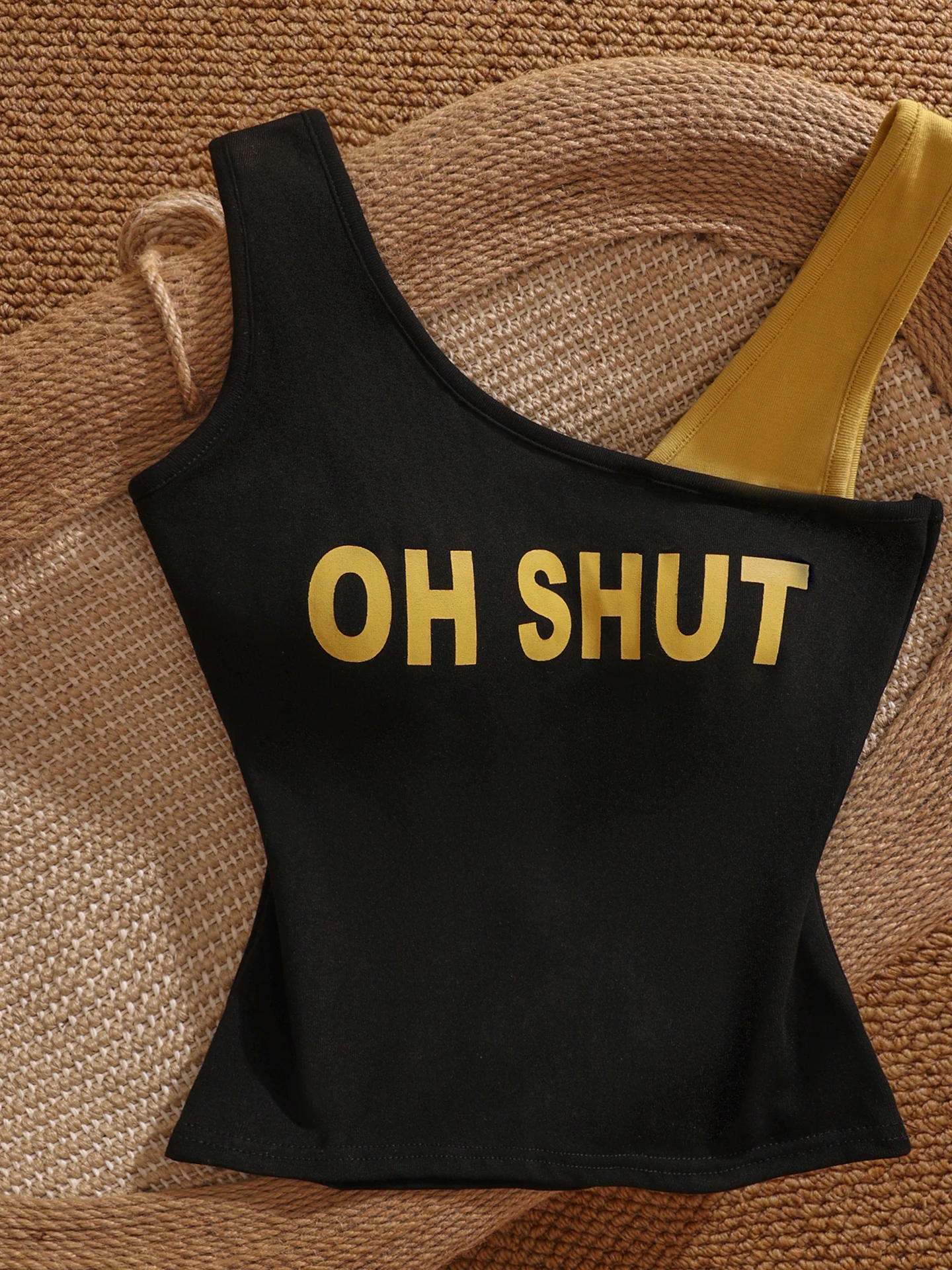 Top Canotta Sexy Retrò con Stampa Lettering Stile Americano, Aderente con Scollo Rotondo, Abbigliamento Casual da Donna