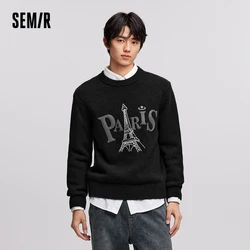 Semir Sweater Men 2024 New Winter Loose Embroidered Jacquard Knitted Sweater Couple