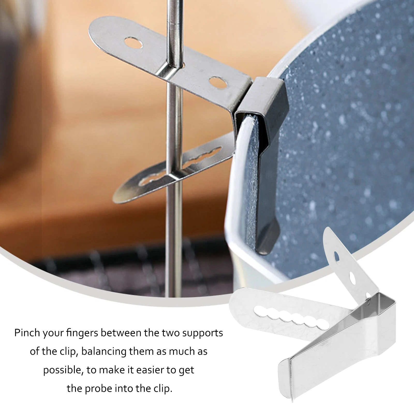 

Temperature Fixed Clip for Milk Tea Coffee Syrup Stainless Steel Thermometer Holder Probe Clip Kitchen Gadgets