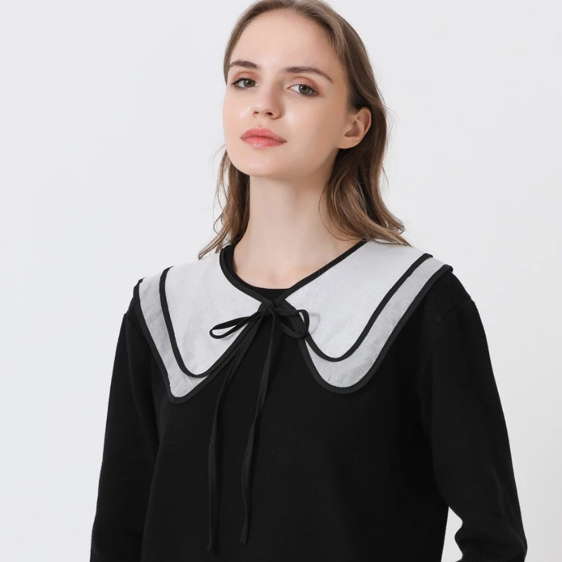 Apricot/White Shirt Detachable Collar for Womens Summer Bowknots Shoulder Wraps Shawl Female Cape Fake False Collar Accessories