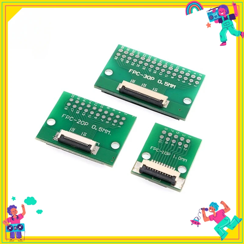 1PCS  Test Board FPC 4 8 10 12 20 30 60 Pin PCB Double Sided FFC FPC Flex Cable Adapter Pitch 0.5mm 1.0mm to 2.54mm Connector